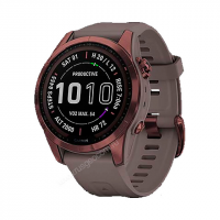 Часы Garmin Fenix 7S Sapphire Solar титановый темно-бронзовый с сланцево-серым силиконовым ремешком