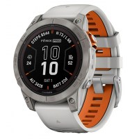 Garmin Fenix 7 PRO Sapphire Solar титановый серый с серо-оранжевым ремешком