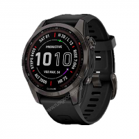 Часы Garmin Fenix 7S Sapphire Solar титановый угольно-серый DLC с силиконовым ремешком