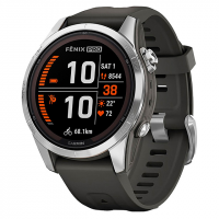 Часы Garmin Fenix 7S Pro Solar серебристый с черным ремешком